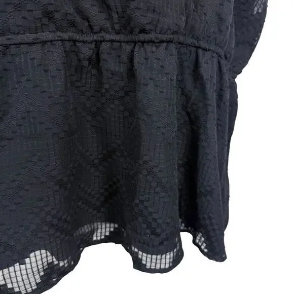 Lane Bryant Womens Black Short Sleeve Peplum Textured V-Neck Shirt Top NWT 26/28 - Picture 7 of 16